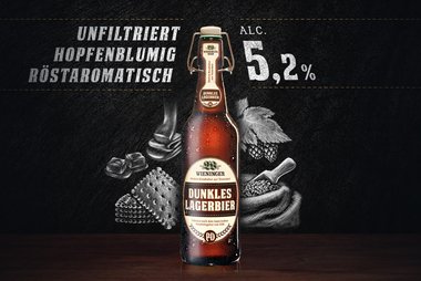 WIENINGER Dunkles Lagerbier - rostbraun und naturtrüb
