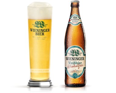 Wieninger Weißbier alkoholfrei mit Glas